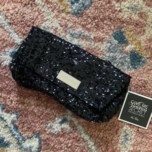 Black sequin clutch bag shiny